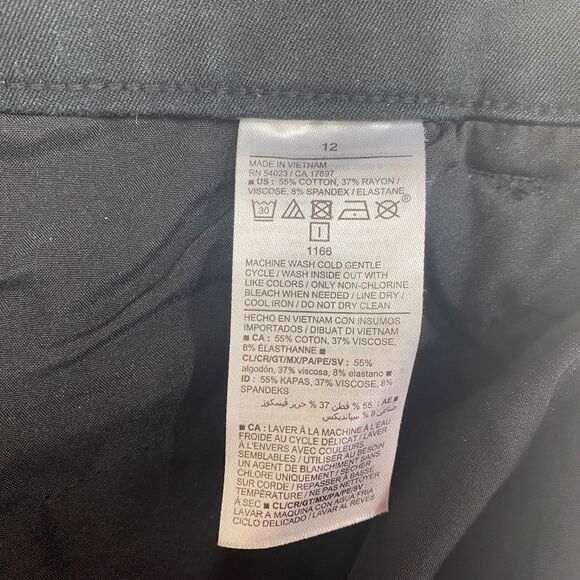 Old Navy Black Pixie Pants Size 12 High Rise Taper Split Hem Cotton/Rayon 32/29 - Picture 16 of 16